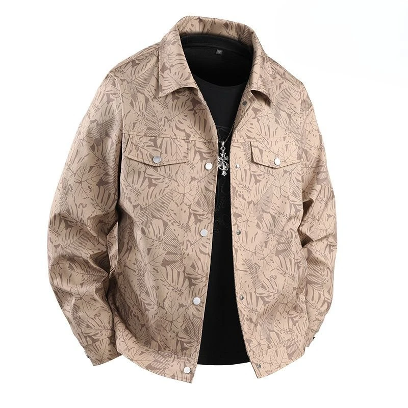 New 2026 Men's Casual Jacket Spring Autumn Loose Turn Down Collar Coat Plus Size Trendy Streetwear Outerwear