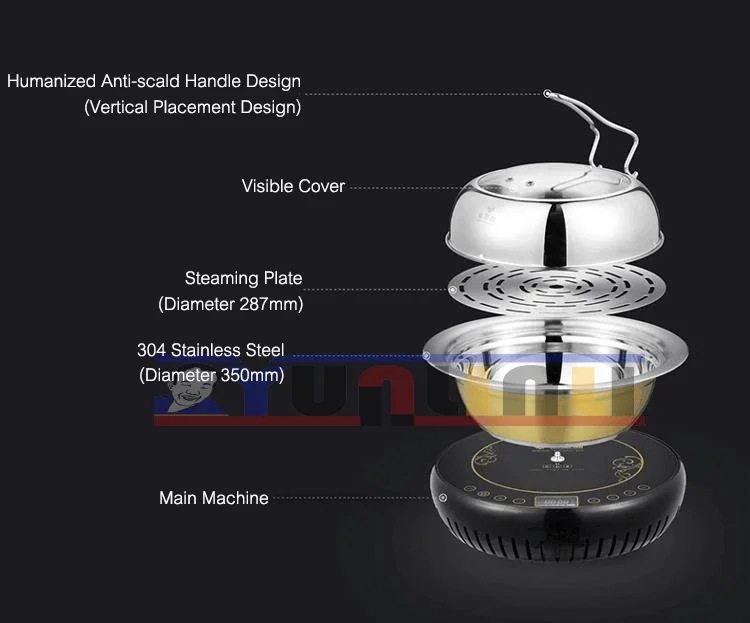 Multifunctional Electric Steam Hot Pot Household Seafood Steamer Stainless Steel Steam Cooker ZDH-KJ-2