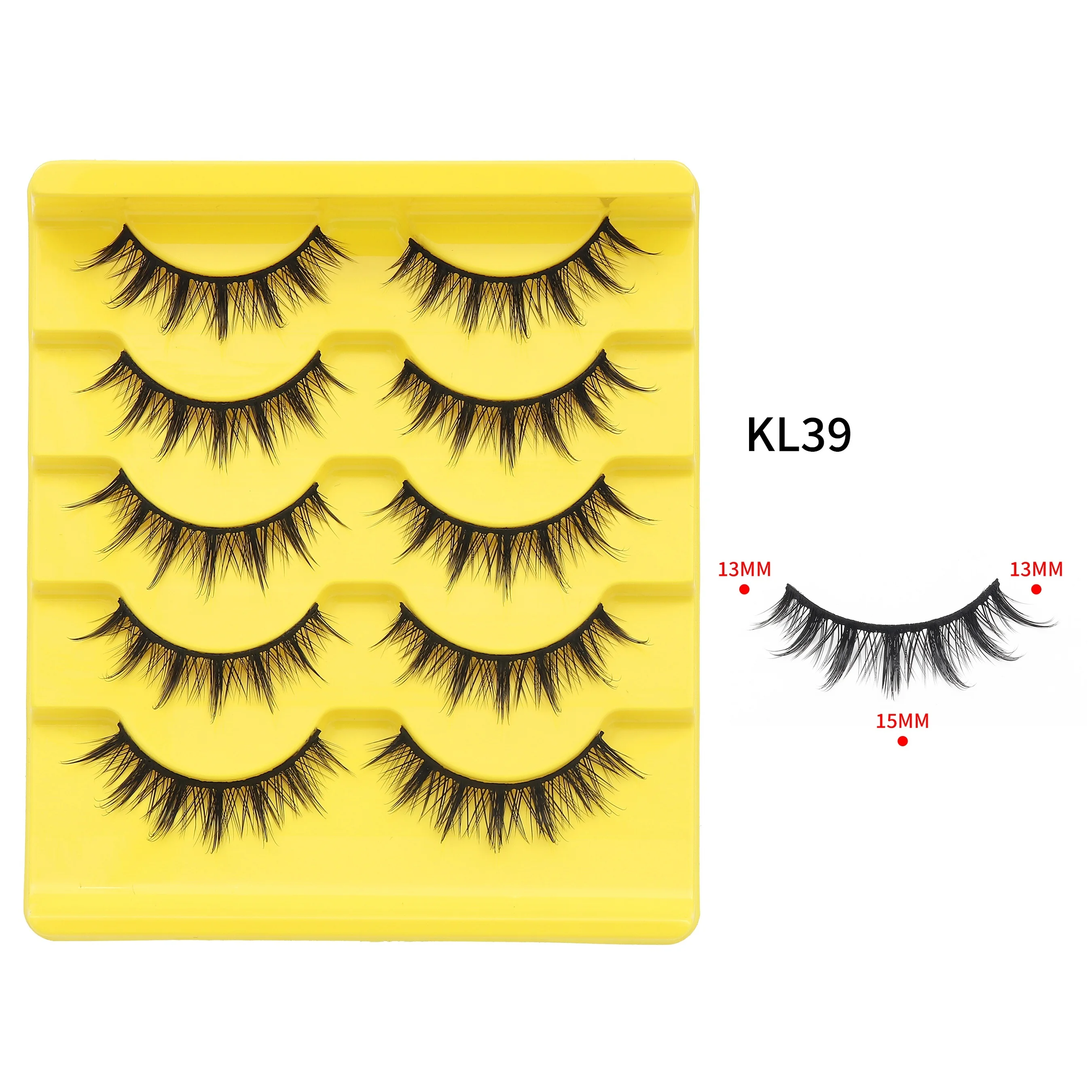 Extension de cils naturels à bande noire, 5 paires, nickel é, mince, doux, facile à utiliser, avec support personnalisé