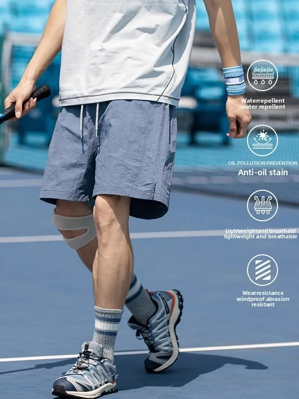 

Manner Summer Thin Breathable Sports Shorts Men's Loose Casual Five-Quarter Length Beach Pants Nylon Fabric Youth Active Style