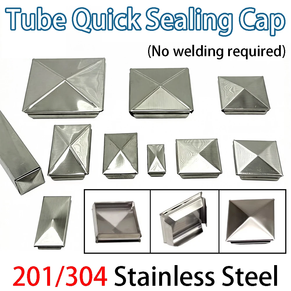 1-20Pcs 16x16-120x120mm 201/304 Stainless Steel Square Tube Inner Plug Welding Quick Sealing Cap Hole Plug Decorative Cap