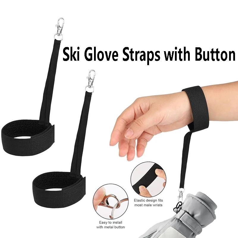 النايلون قفازات التزلج المقاود مع زر معدني حزام المعصم الأشرطة قفاز الناقل الرافعة كليب والعتاد الشتاء الثلوج الرياضة التزلج أصفاد #1