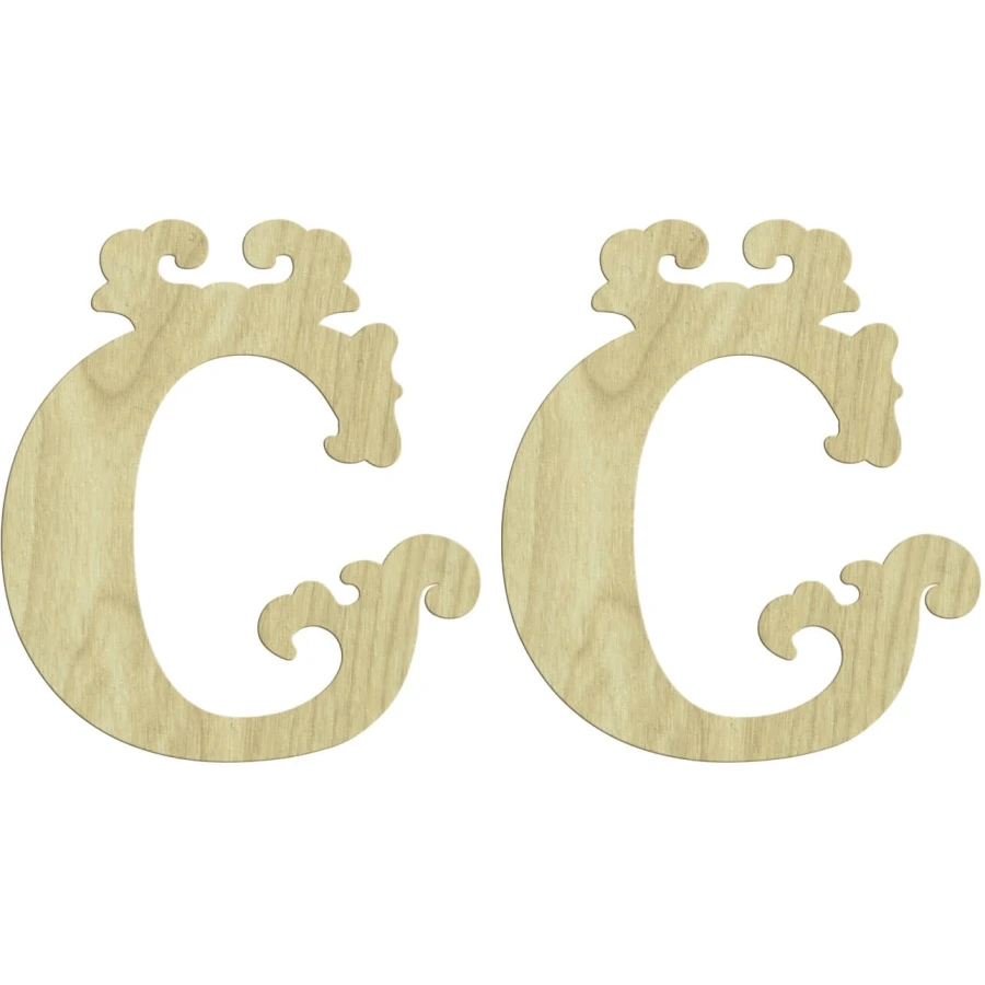 KD226 ORK Letter 2li Set Wooden Package Ornament, Unpainted Wooden Ornament