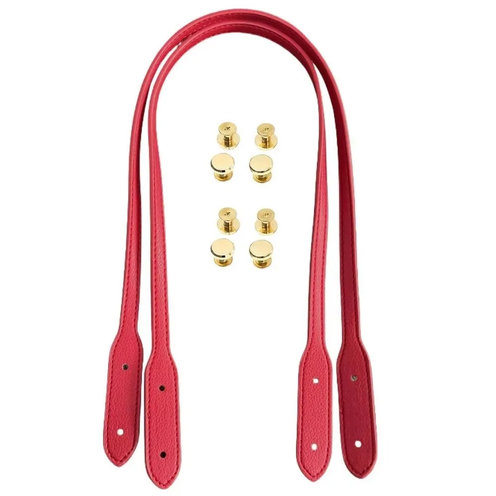 2pcs New PU Leather Bag Handle Belts Detachable Replacement Shoulder Bag Strap DIY with 4 Sets of Rivets Bag Accessories Women
