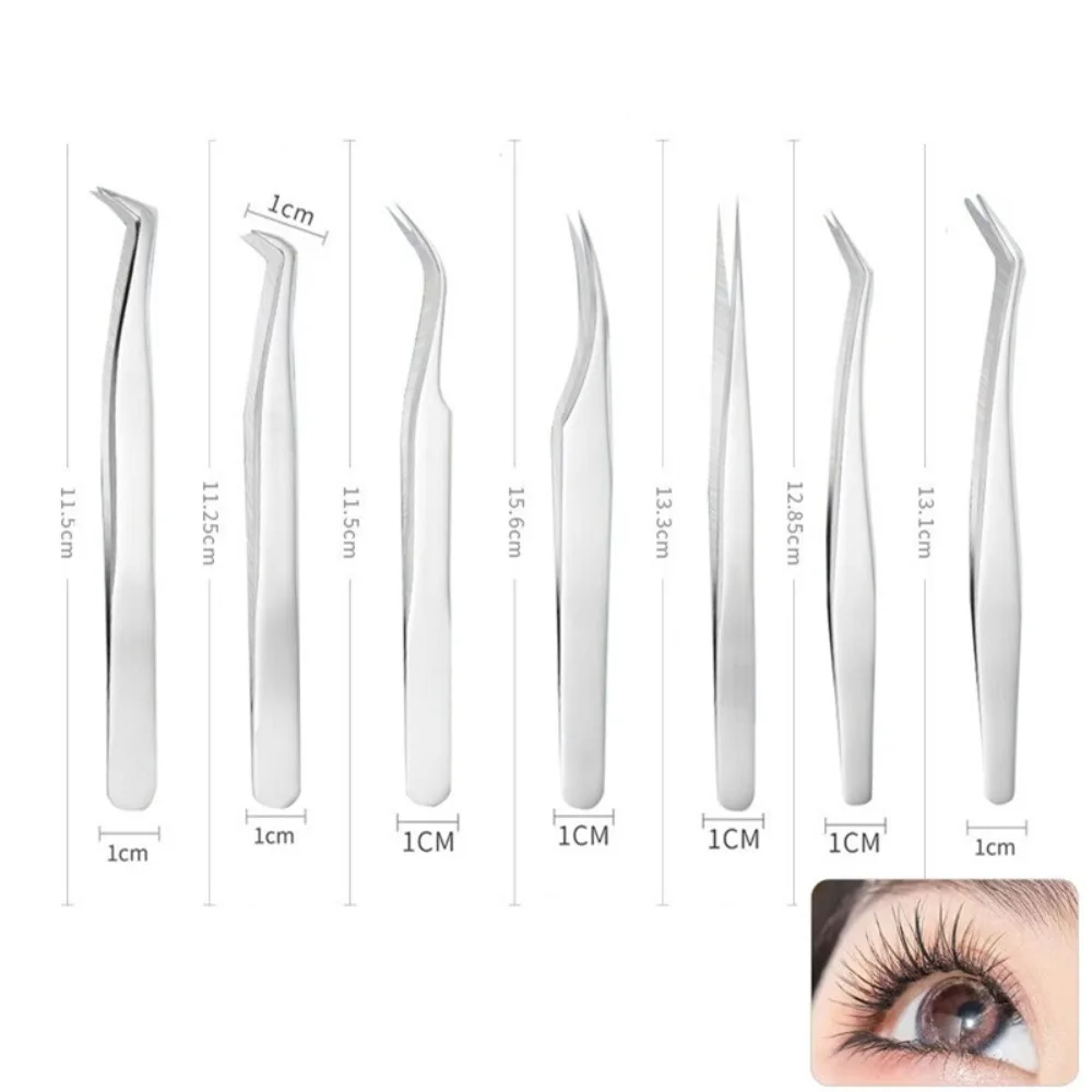 1pc Silver Stainless Steel Eyelash Extensions Tweezers High-Quality Customizable Professional Eyelash Tweezers for Beauty Salons