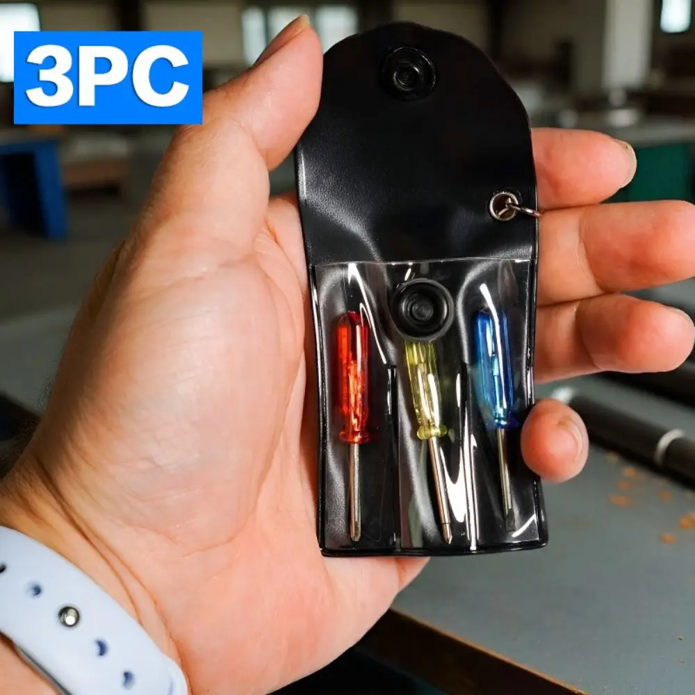 Flat Bits Mini Screwdriver Set Y-type Bits Flat Bits Digital Products Repair Tools Storage Bag Leather Keychain