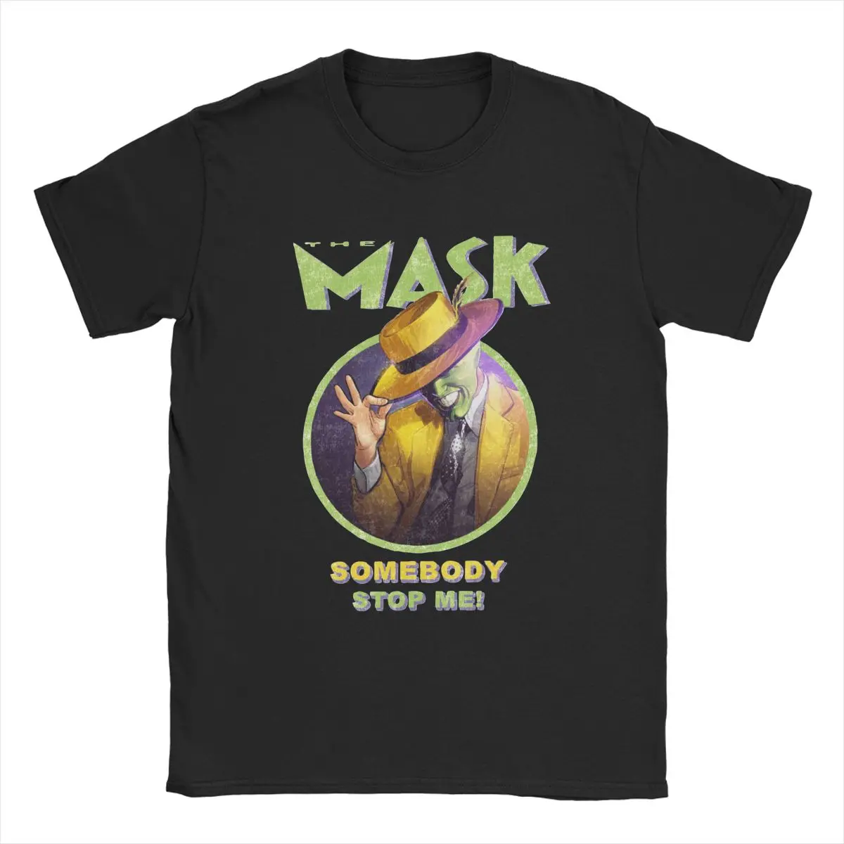 The Mask Retro Movie T Shirts for Men Pure Cotton Vintage Funny T-Shirt Jim Carrey Tee Shirt Short Sleeve Clothes Birthday Gift