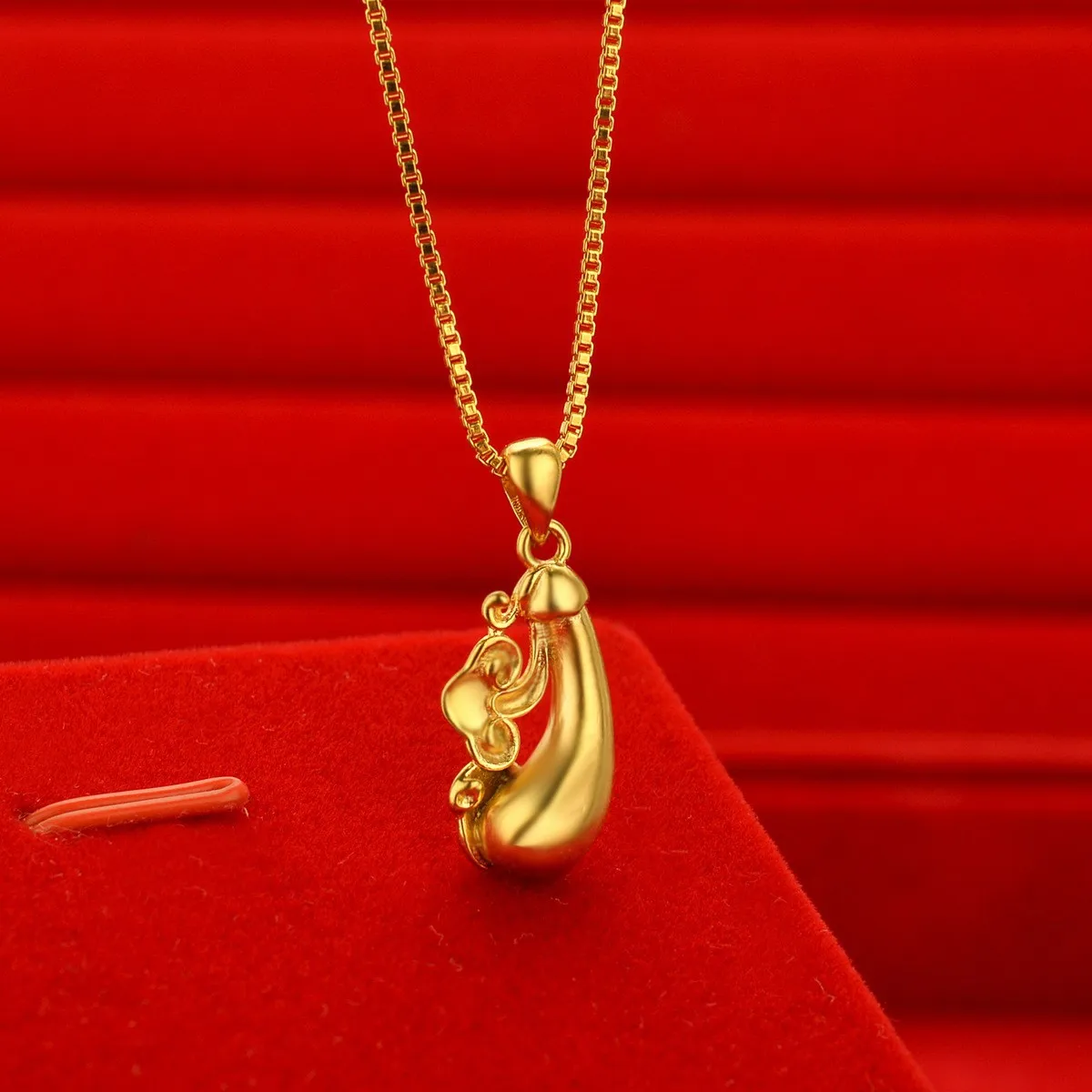 

New AU999 gold necklace eggplant pendant necklace female clavicle chain 24K pure gold jewelry for friends as a gift