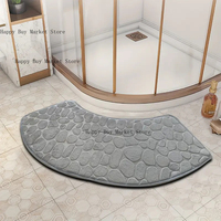 Curved Bathroom Mat Thickened Shower Room Absorbent Door Mat Toilet Bathroom Non-slip Mat Dirt-resistant Entrance Mat