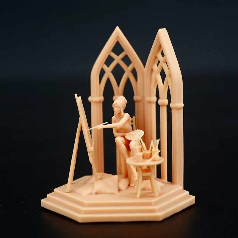 1/64 Ghost Knife Princess Painting Easel Art Props Miniature Sand Table Villain Scene Need To Be Colored By Yourself Number 019