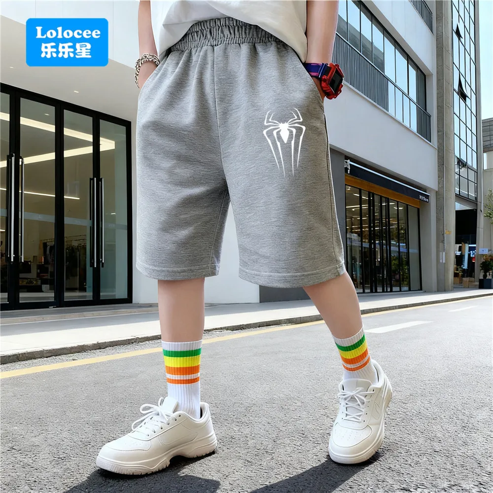 Trendy Spider Printed Shorts Boys' Summer Casual Fashion Loose and Comfortable Five-point Pants Teens Cotton Sweatpants ZZ01