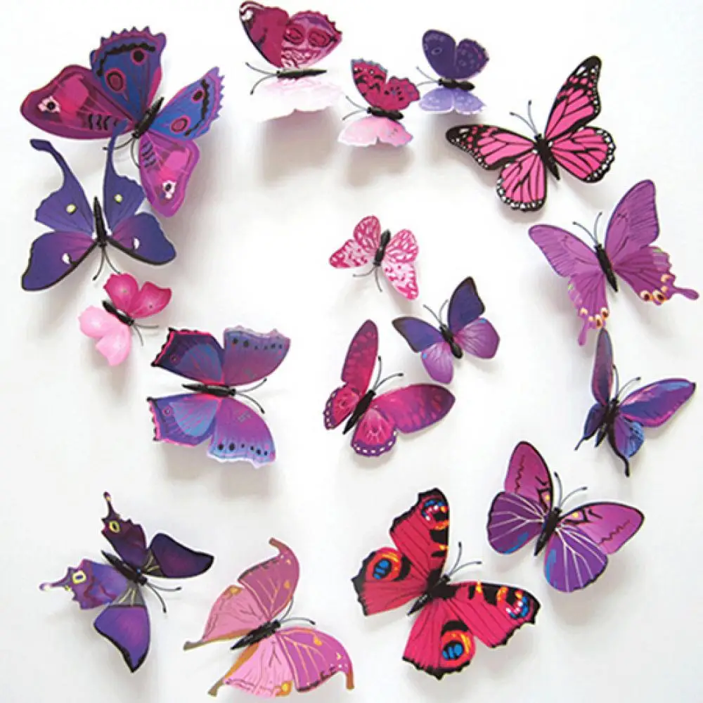 12Pcs Magnetic Sticker 3D PVC Butterflies Cute DIY Butterfly Art Decal Home Decor Wall Mural Sticker Magnet