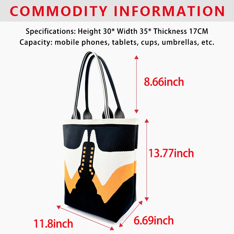 Latest Knitted Shoulder Bag Colorblock Eco-Friendly Fabric Bucket Bag Shopping Travel Handbag Women's Large Capacity Tote Bag