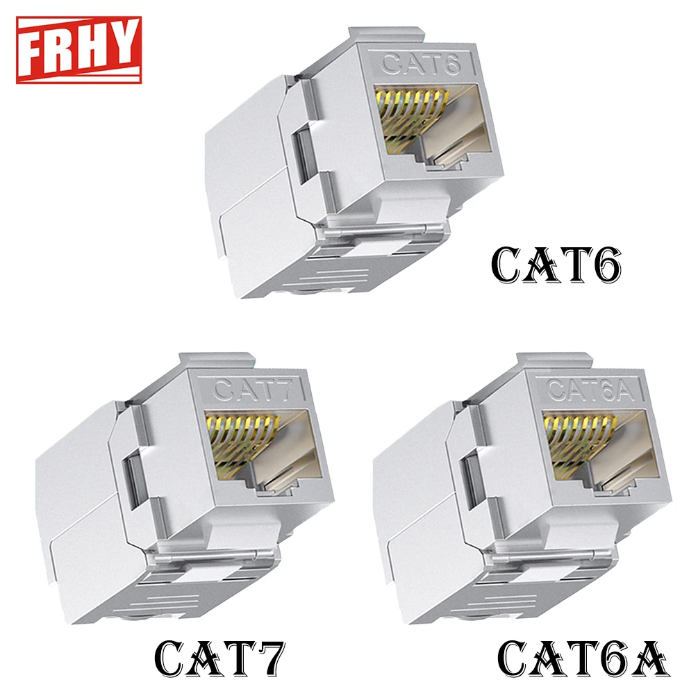 RJ45 Keystone Jack Module CAT6/CAT7/CAT6A Tool-Free STP Shielded Network Coupler Self-Locking Zinc Alloy 10Gbps Ethernet Adapter