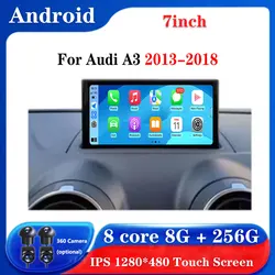 7 Inch For Audi A3 2013-2018 Android 15 Touch Screen Car Accessories Auto Carplay Monitors Multimedi Audio Video Radio Player