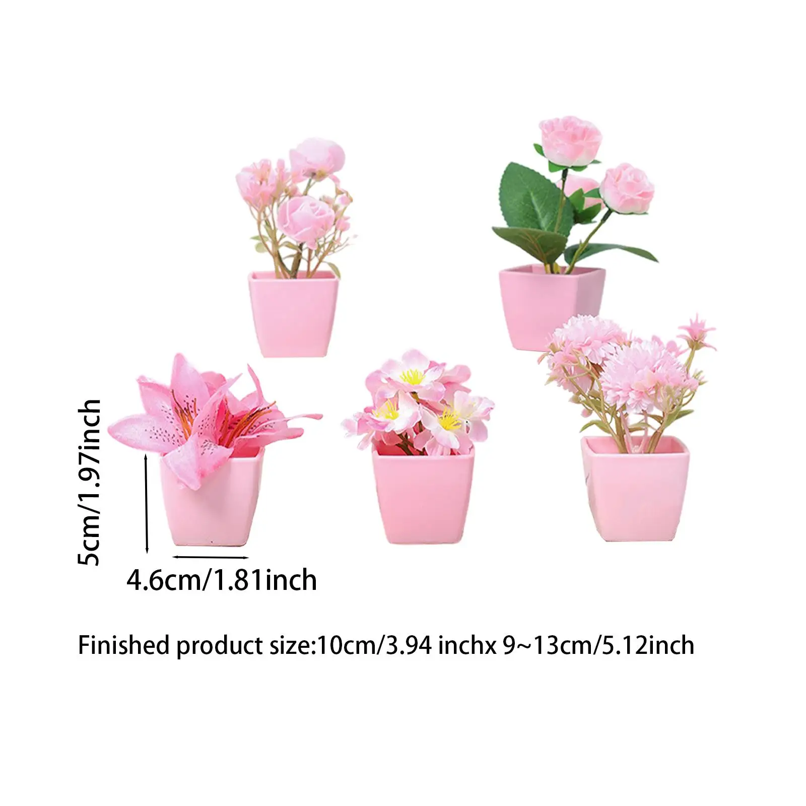 5x กระถางดอกไม้จําลองดอกไม้ช่อดอกไม้แจกันของขวัญวันเกิด Faux Mini Potted
