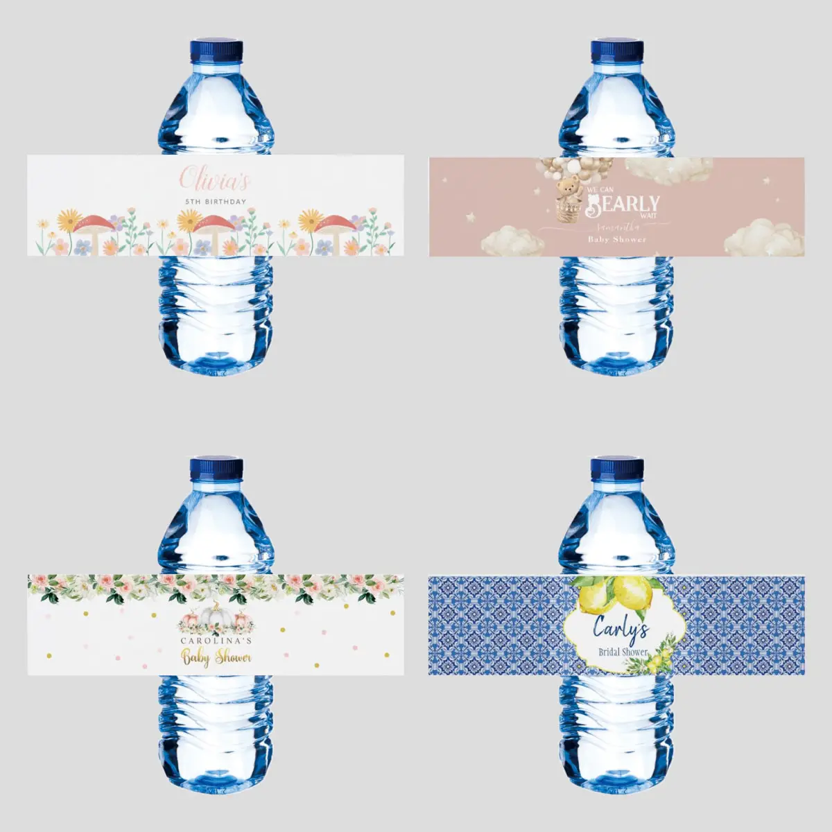 ملصقات زجاجات مياه مخصصة لحفلات الزفاف، ملصقات، عيد الميلاد، الذكرى السنوية، الحفلات، المناولة، مقاومة للماء، المعمودية