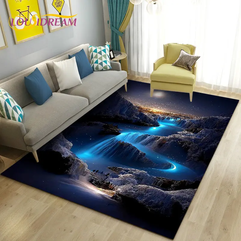 3D Beautiful Dream Magic Castle Scenery Area Rug,Carpet Rug for Living Room Bedroom Sofa Doormat Decor,Child Non-slip Floor Mat