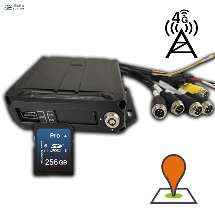 Cmsv6 Mdvr Citops 4ch Mobile Dvr 4g Caminhão H.264 1*256gb Cartão Sd 1080p 4g Gps Carro Mdvr 4 Ch