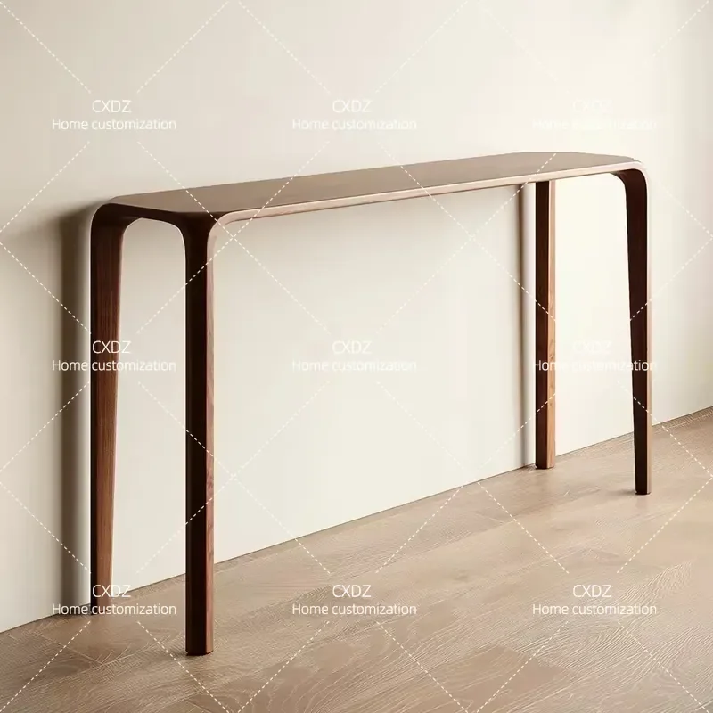 Walnut Entryway Console Table Solid Wood Storage Cabinet Long Narrow Hallway Table Against Wall for Hotel Corridor Home