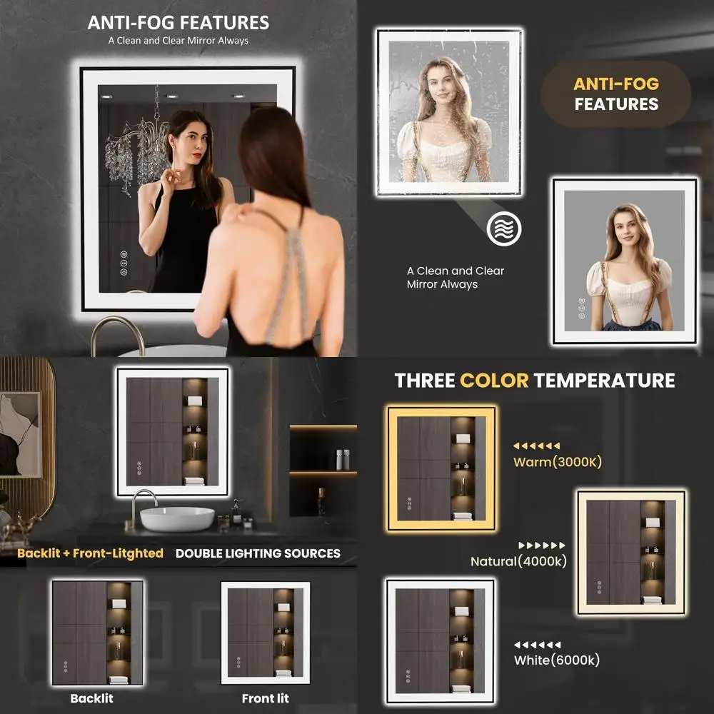 

Зеркало для ванной с LED-подсветкой, функцией антизапотевания, регулировкой яркости, из закаленного стекла и функцией памяти