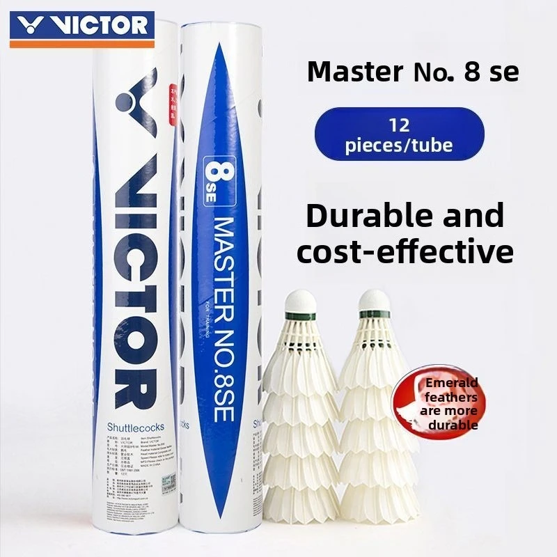 

VICTOR Master 8 Professional Badminton Shuttlecocks 12Pcs Goose Feather Stable Flight Durable for Match Training