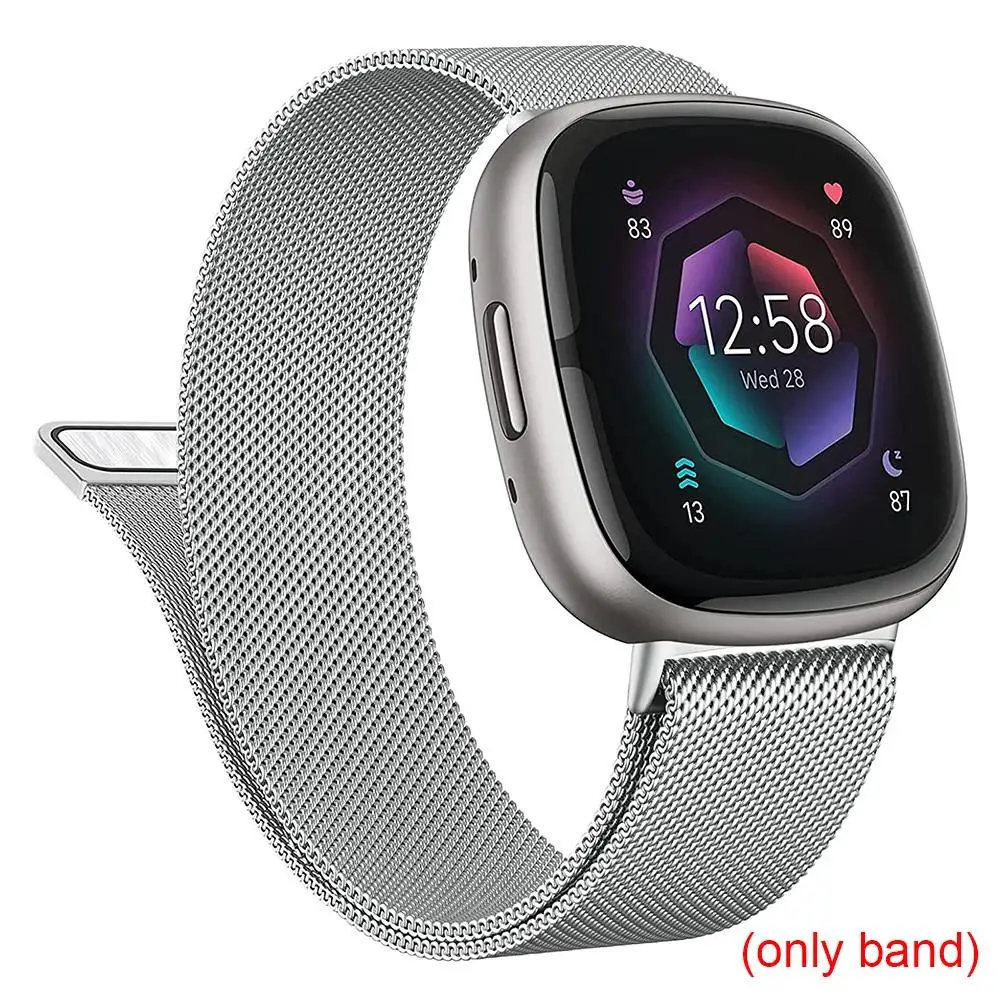 Metall-Mesh-Armband für Fitbit Versa 3 4, Milanese Loop für Fitbit Sense/Sense 2, magnetisches Armband, Ersatz-Uhrenarmband