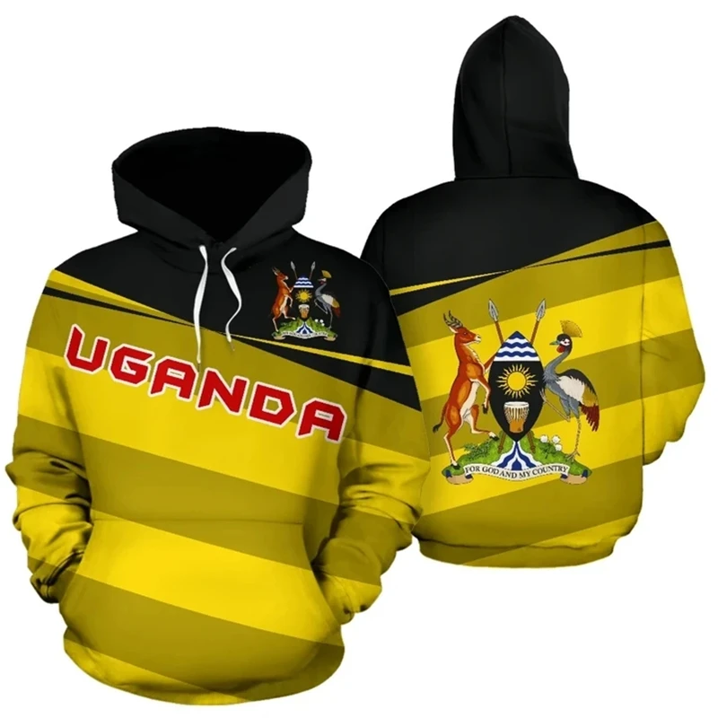 

Uganda Flag Map Graphic Sweatshirts Africa Country Hoodies For Men Clothes Casual Boy Hoody National Emblem Streetwear Tops