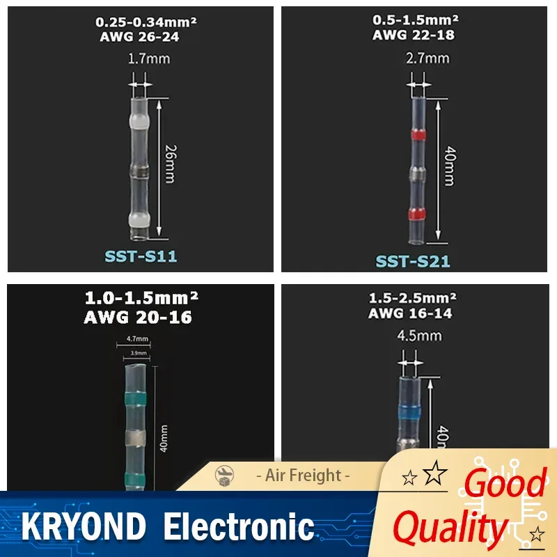 5/10/20/30PCS Heat Shrink Waterproof Solder Seal Sleeves Butt Wire Connectors Electrical Insulated Cable Splice Terminals