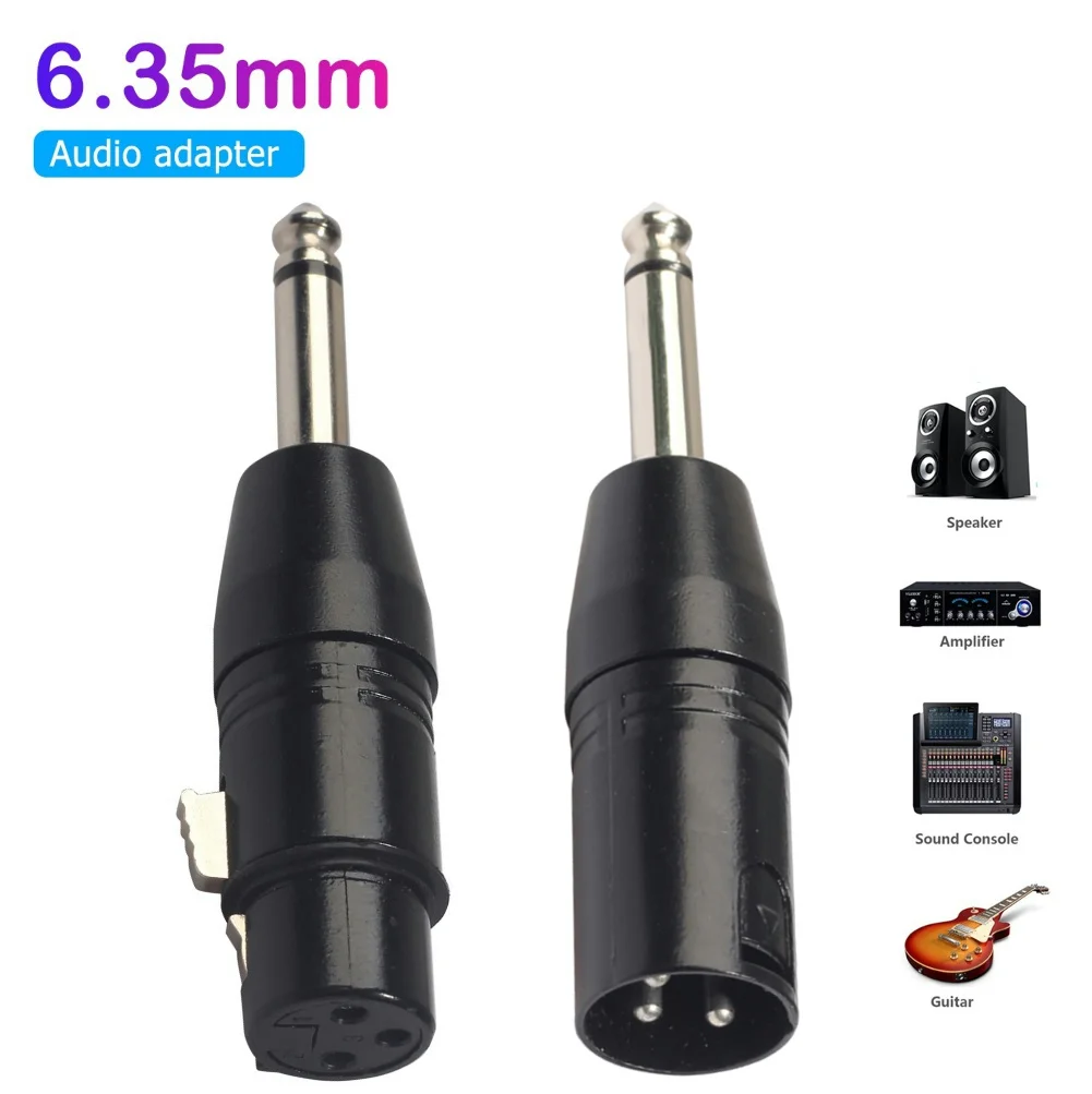 Adaptador de Audio Mono para guitarra eléctrica, 3 pines XLR hembra a 1/4 pulgadas, 6,35mm macho