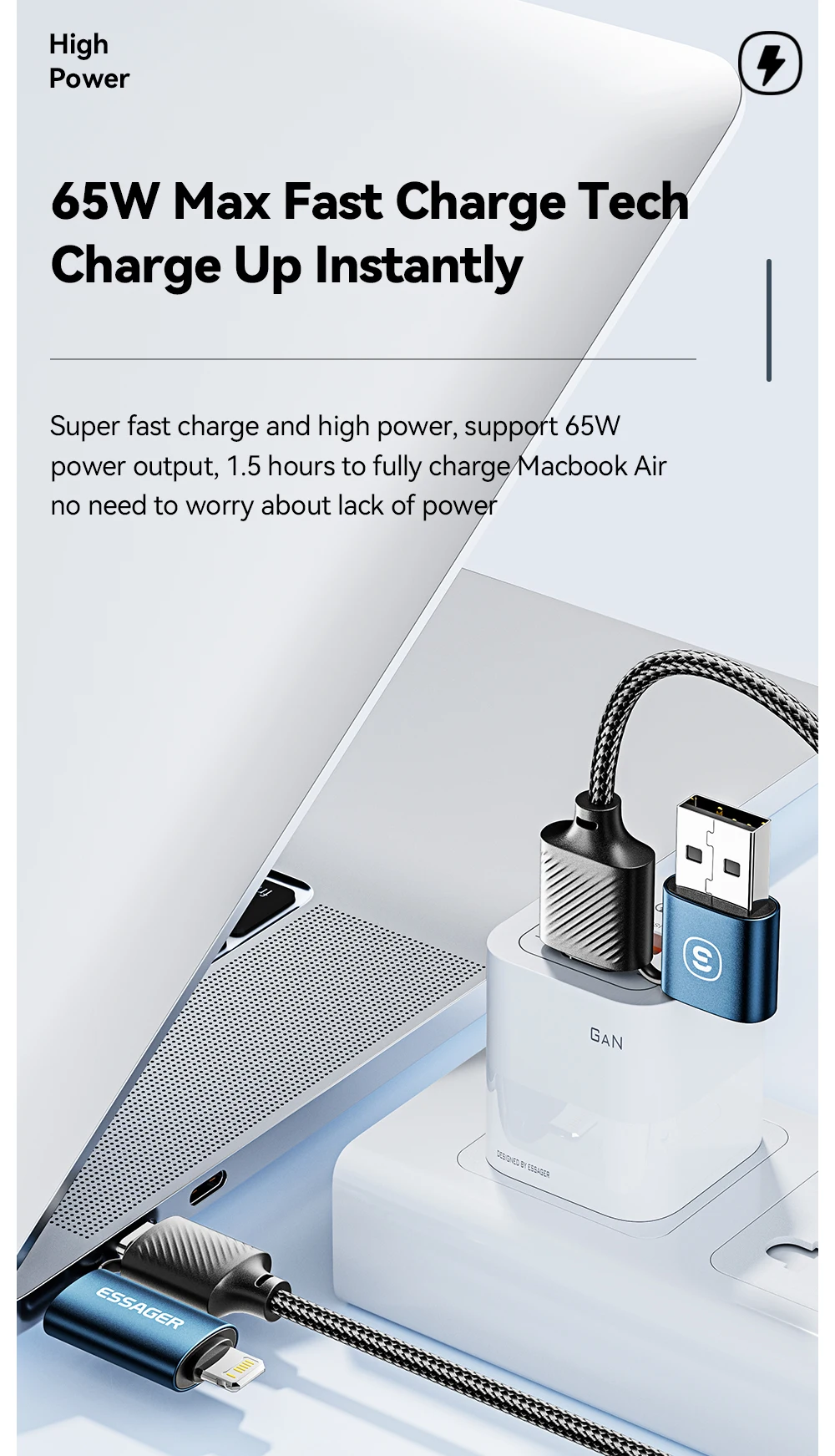 Essager 4 in 1 65W USB C To Type C Lightning Fast Charging Cable For IPhone 15 14 13 Pro Max Xiaomi Huawei Multi Charger Cable