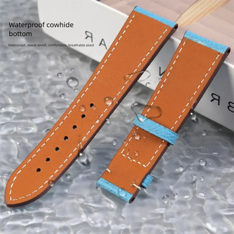 Handmade Custom EPSOM Cowhide Watchbands Flat Interface 14MM 16MM 17MM 18MM 19MM 20MM 21MM Strap Waterproof Calfskin Lining Belt