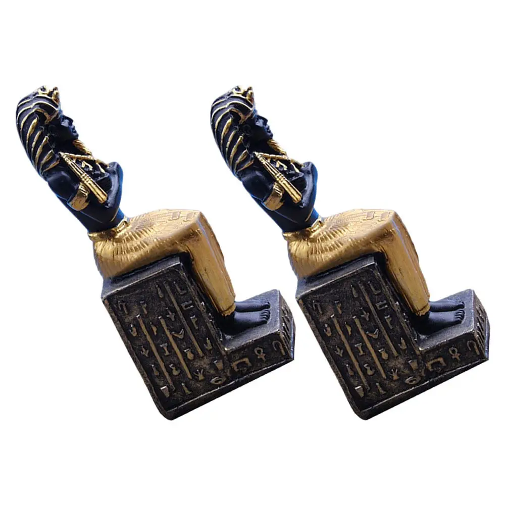 2Pcs Egyptian Pharaoh Resin Craft Sculpture Fine Workmanship Decorative Desktop Statue Space Enhancing Adornment Ancient