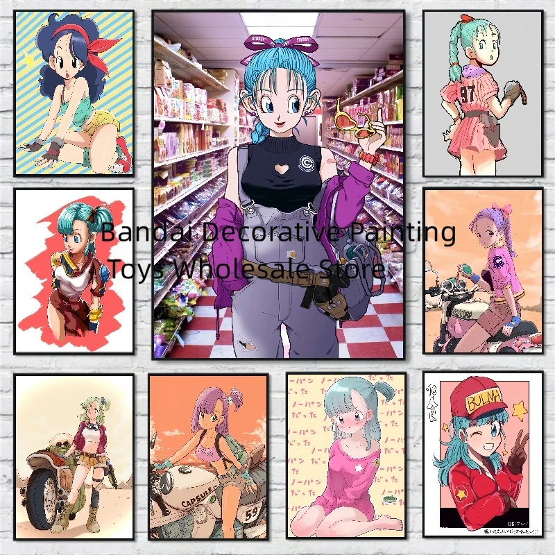 

Bandai Dragon Ball Canvas Painting Classic Anime Bulma Posters Wall Art Vintage Picture Aesthetic Suitable for Room Decorations