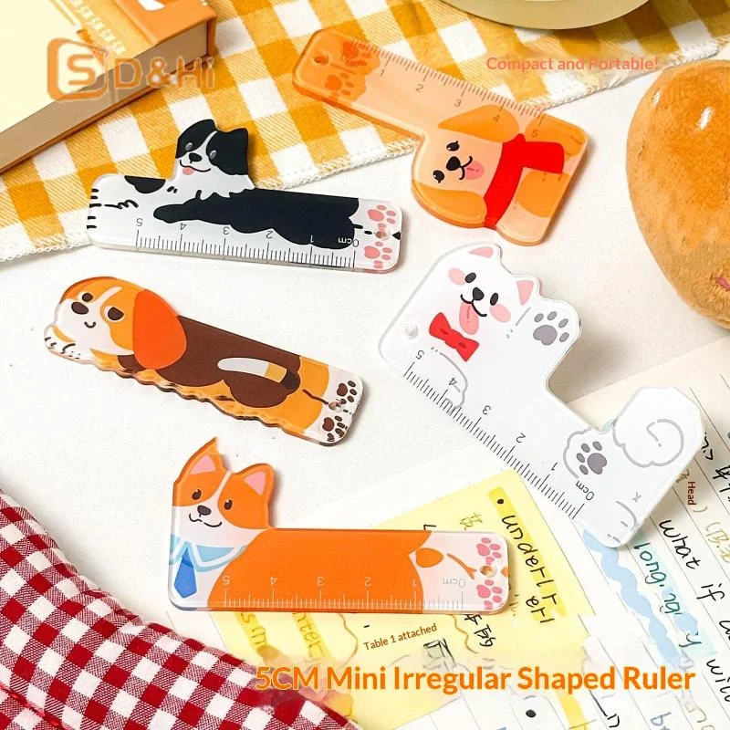 

Cute Cartoon Animal Cat Dog Ruler Mini 5cm Portable Stationery Ruler Pendant Backpack Charm Student Prize Student Reward Gifts