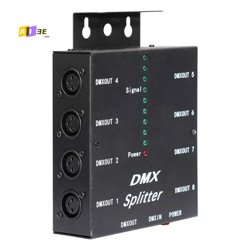 

A13E-DMX512 Spillter, 8 портов, изолированный 3-контактный оптический усилитель распределения для DJ Disco DMX, сценическое освещение