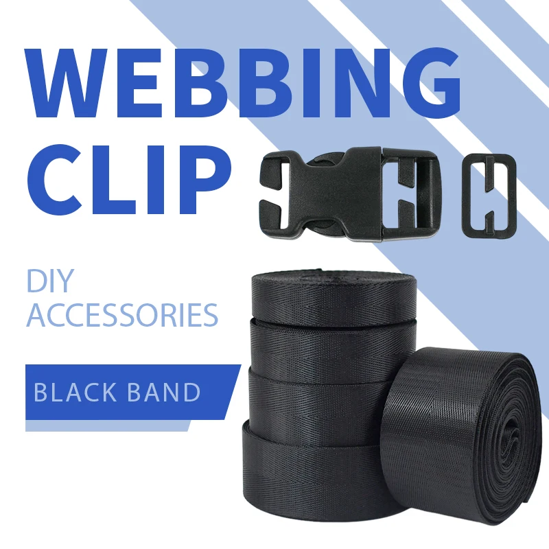 

2-10Sets 20-38mm Plastic Release Buckle + Webbing Bag Side Clip Clasp Backpack Tri Glide Slider Adjuster Buckles DIY Accessory