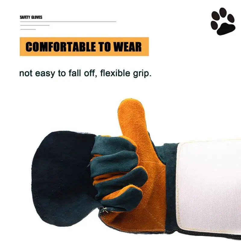 Animal Handling Gloves Leather Multipurpose Pet Grooming Gloves Puncture And Scratch Resistant Dog Bite Sleeve Pet Trapping