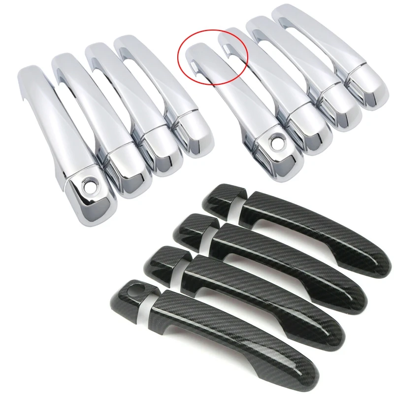 

For Toyota 4Runner/Hilux Surf 5th Gen (N280) 2010-2019 Carbon Fiber Car Door Handle Covers with Smart Hole Design - Black/Silver