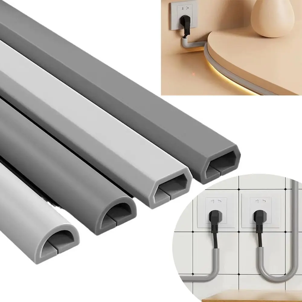 Anti-extrusion Floor Cord Cover Arc Durable Cord Protector Self-Adhesive Extension Wiring Duct Protector Home Outdoor
