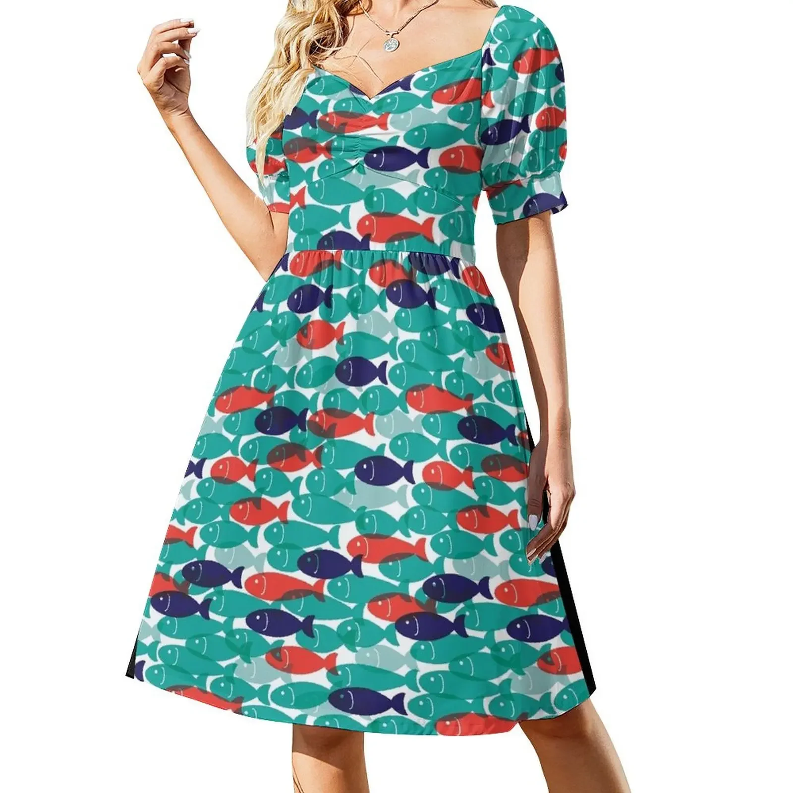 

Fish in a hurry Short-Sleeved Dress women's summer dresses 2025 women's clothing korea stylish dress party night