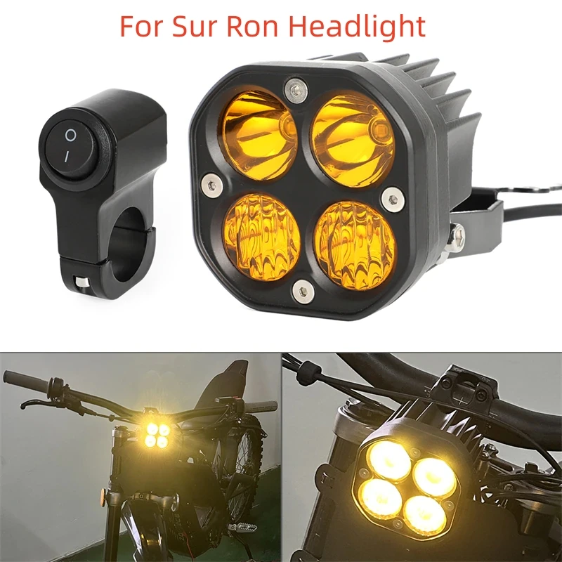 

For Surron Aluminium Alloy Headlight Amber Spot 4 Lamp Plug and Play with ON/OFF Switch Segway X260 X160 Light Bee 6000K