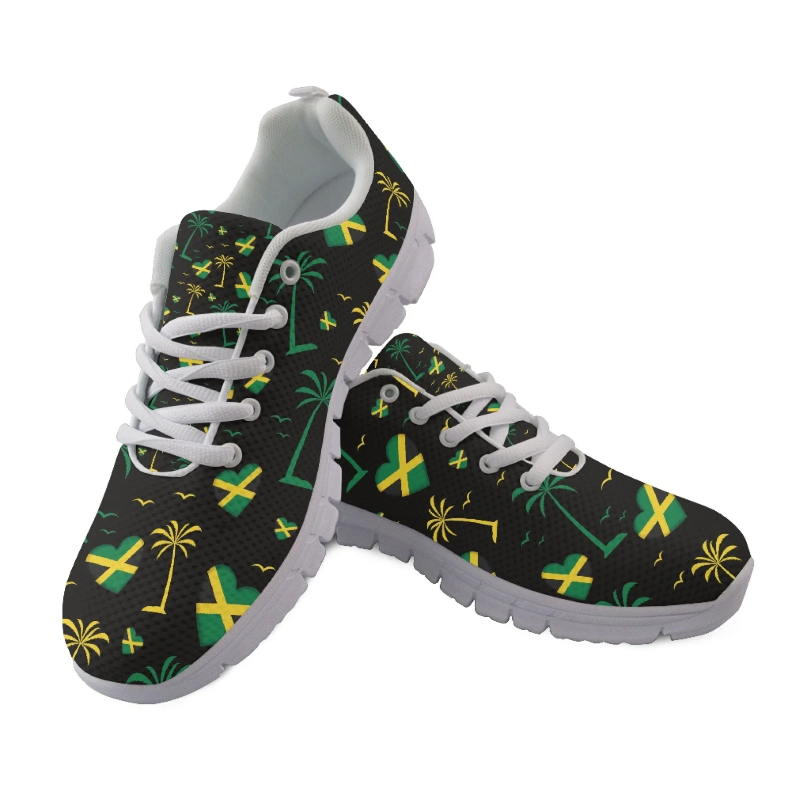 Coloranimal Jamaican Flag Print New Arrival Tennis Shoes Women Running Shoes Casual Fitness Shoes for Womens