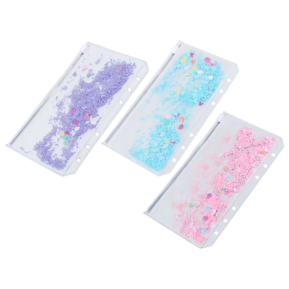 

3Pcs PVC Storage Bag Zipper Pouches for Loose-Leaf Book Document Filing Reusable Waterproof Holder for Cables Receipts Flash