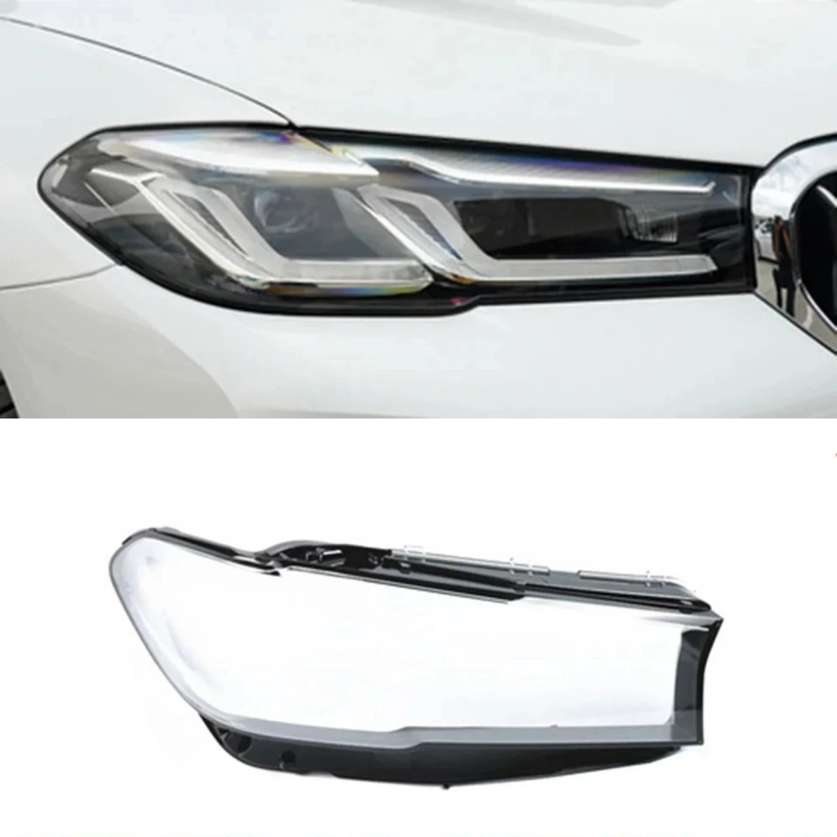 

For BMW 5 Series G30 G38 520 525 530 540 2021 2022 Car Lampcover Lampshade Caps Shell Auto Light Glass Lens Headlight Cover