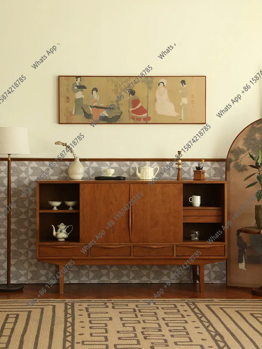 30 Pre-Aged Simple Sideboard Vintage French Cherry Wood Solid Wood Tea Water Cabinet Cupboard Multifunctional Storage Cabinet