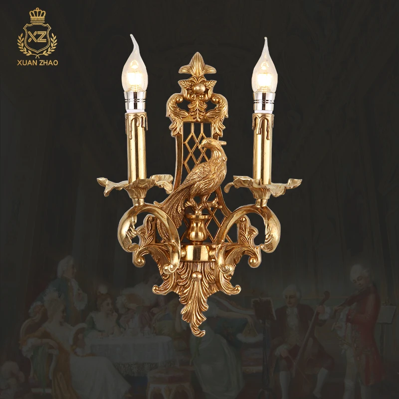 XUANZHAO European Baroque Lamp Brass Wall Sconce Indoor Lighting Lampe Applique Murale Lamp