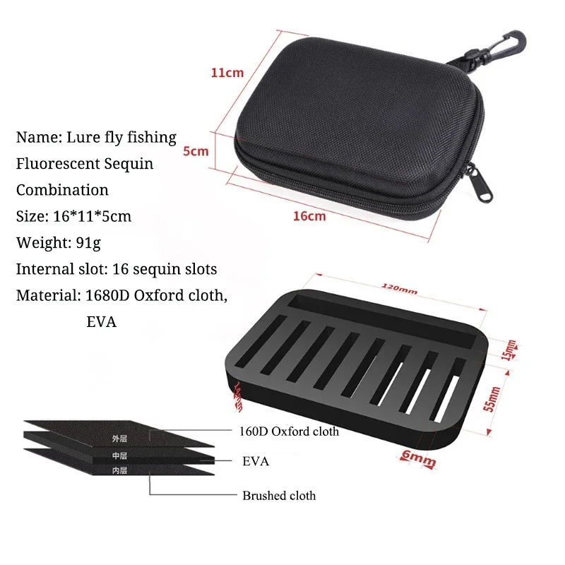 Portabale Fly Fishing Lure Spinner Spoon Bait Foam Box Trout Flies Fishook Fish Hook Hard EVA Storage Case Container Bag