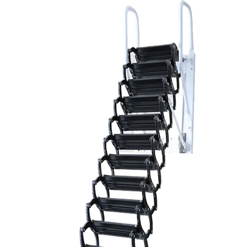 سلم تلسكوبي كهربائي قابل للطي من التيتانيوم والمغنيسيوم للاستخدام الداخلي والخارجي في العلية العائلية