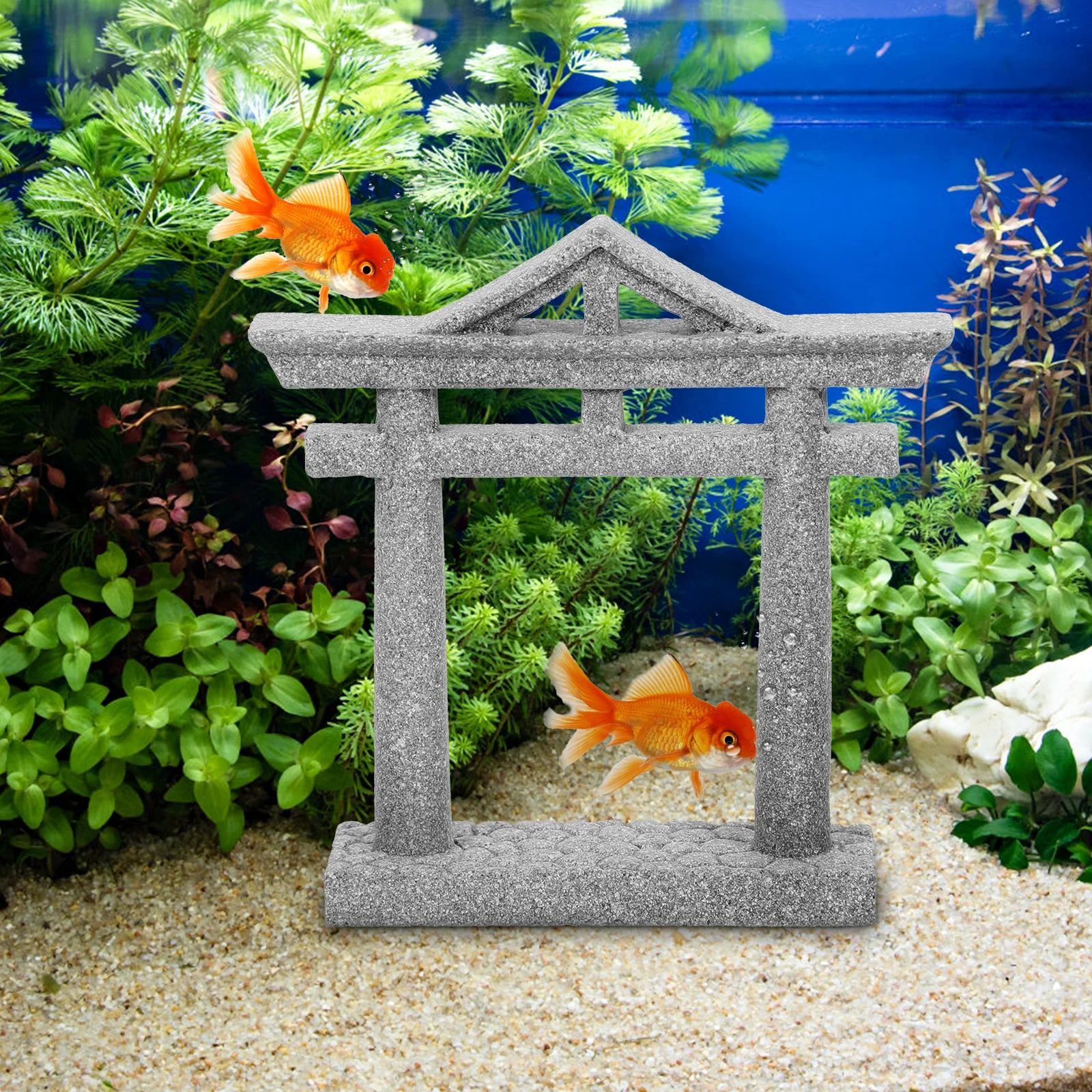 

Miniature Torii Gate Japanese Stone Sculpture Aquarium Garden Micro Landscape Decoration Fish Tank Bonsai Zen Craft